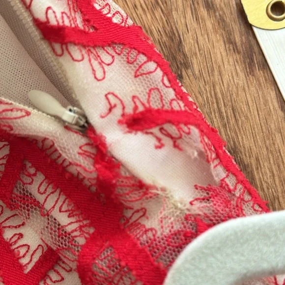 Anthropologie | Geisha Designs | Sugared Ruby Red Lace Dress | Size 6 - Picture 17 of 17